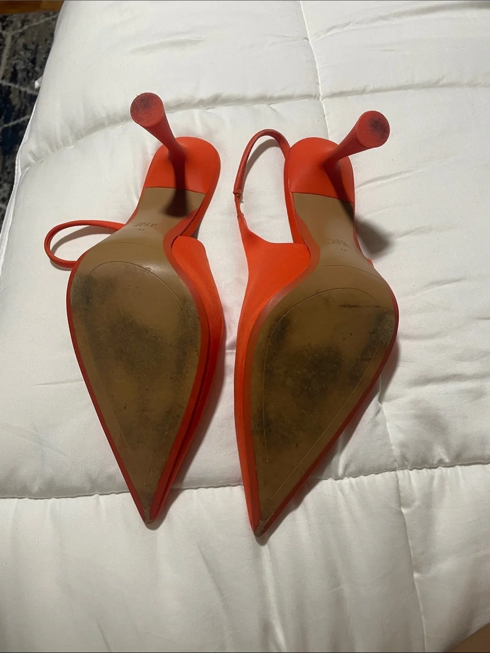 Zara Orange Slingback Pointed Pumps